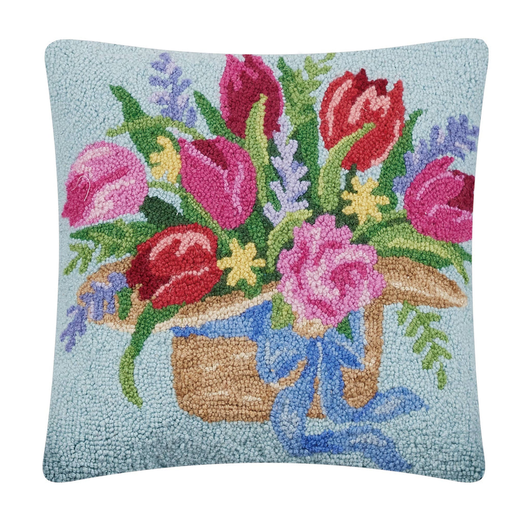 Tulips On Hat basket Hook Pillow 