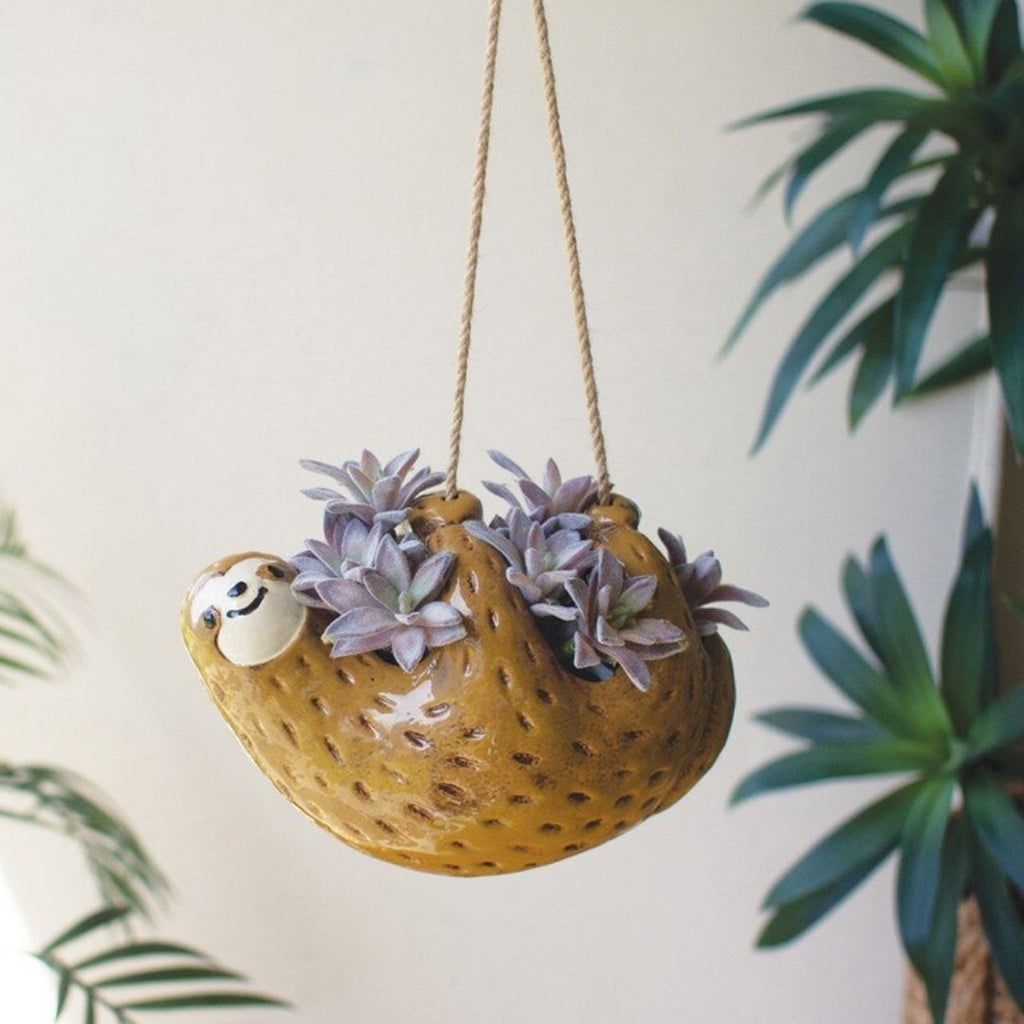 sloth pot plant Ceramic Hanging Sloth Planter – Paraíso Plant Studio