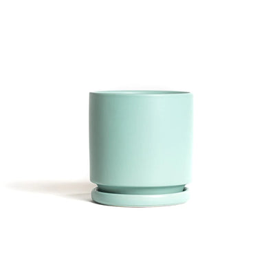 6in Gemstone Cylinder Pot With Saucer - Multiple Color Options