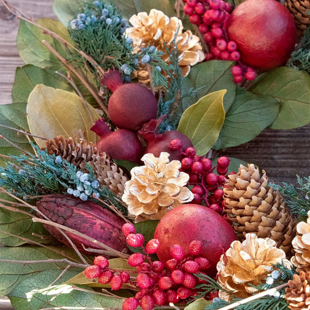 Golden Pinecone & Pomegranate Wreath