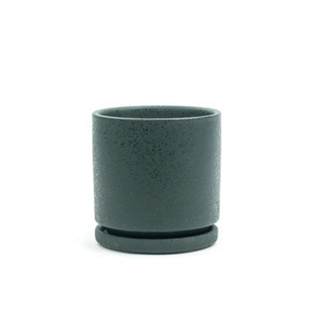 4.5in Gemstone Cylinder Pot With Saucer - Multiple Color Options