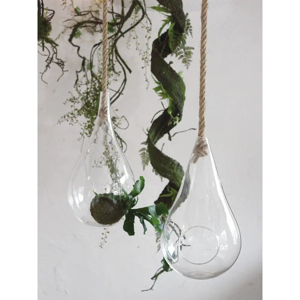 hanging glass planter with rope Rope Hanging Glass Drop Vase