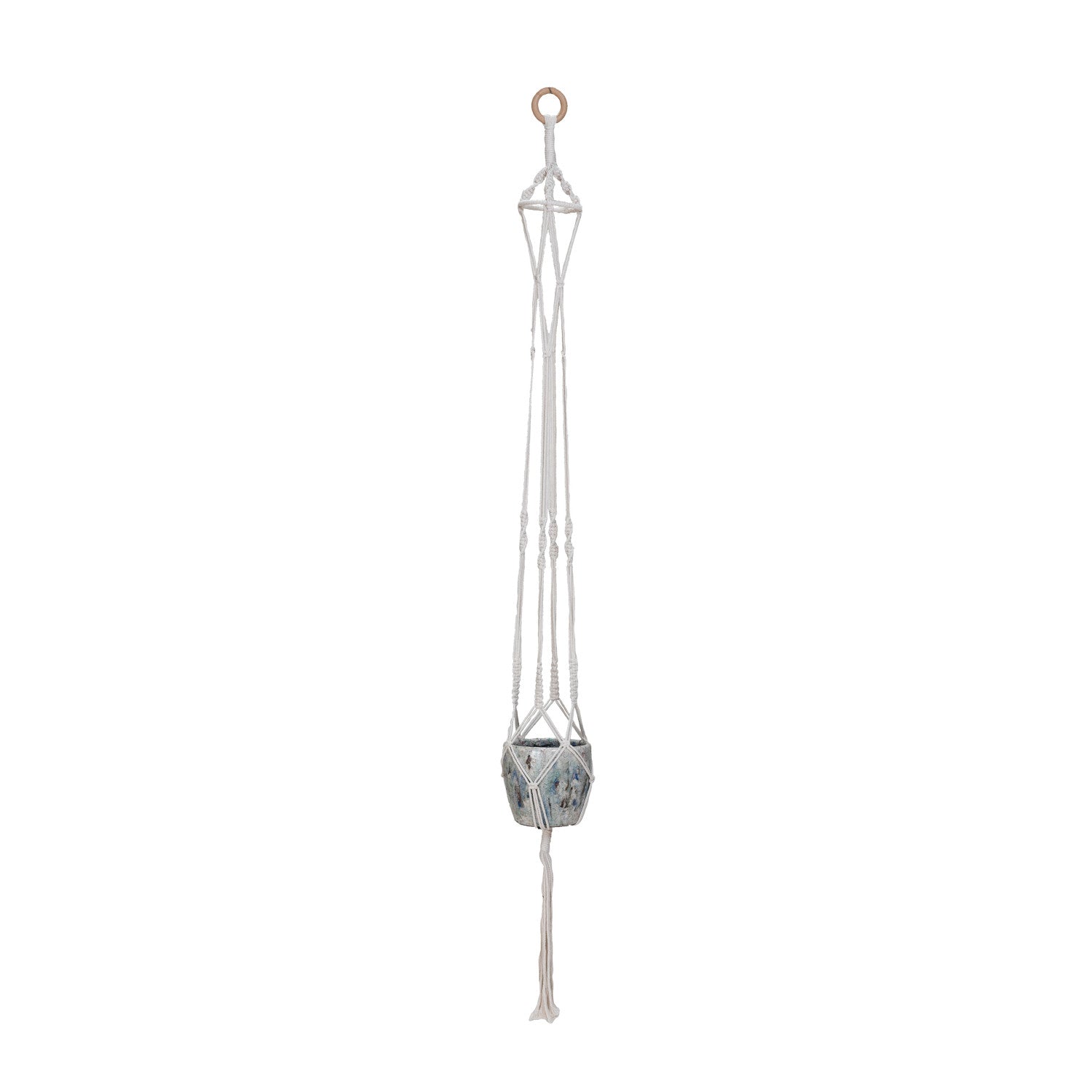 plant hanger rings Macrame Plant Hanger w/ Wood Ring