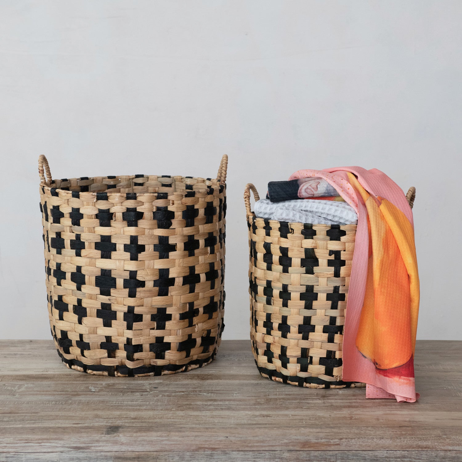 Natural & Black Check Baskets