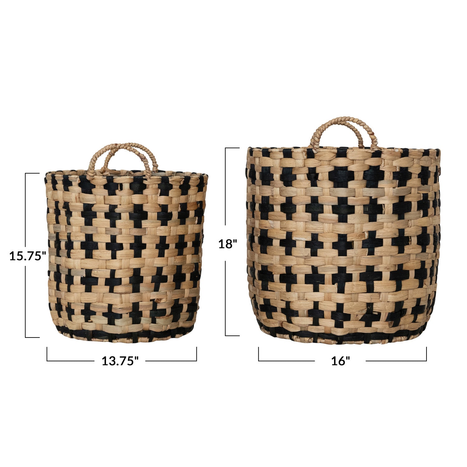 Natural & Black Check Baskets - Thumbnail 2