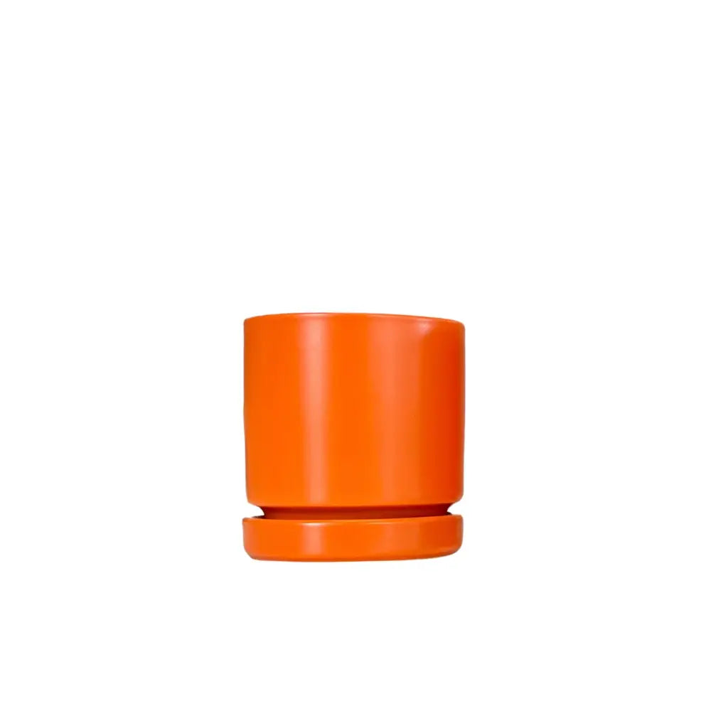 10in Gemstone Cylinder Pot With Saucer - Multiple Color Options