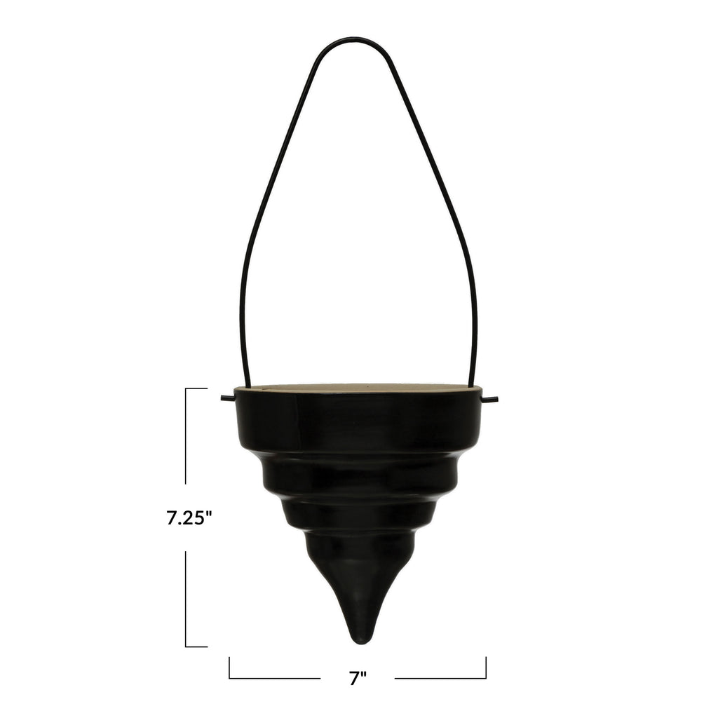 7in Black Contemporary Hanging Planter