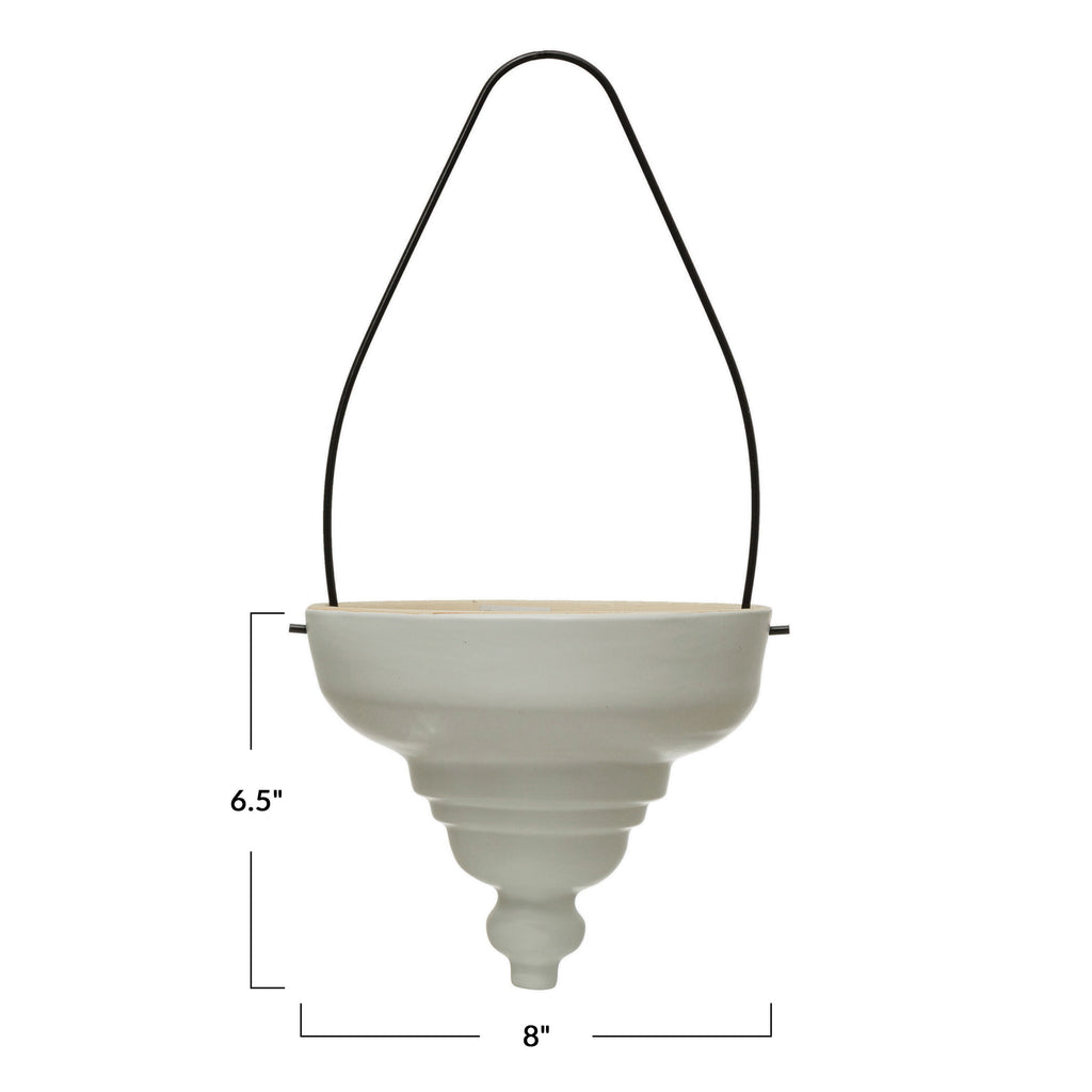 8in White Contemporary Hanging Planter