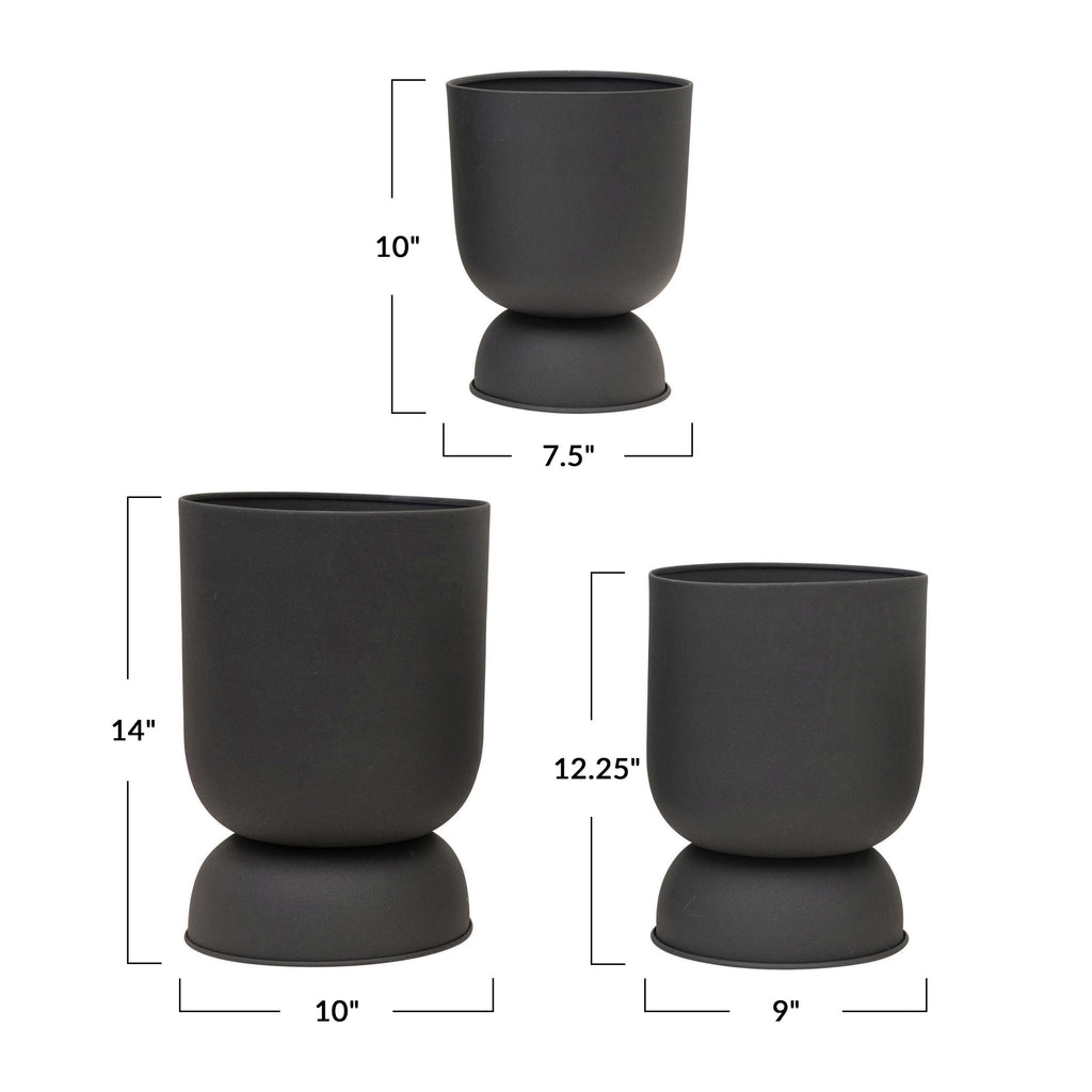 Black Textured Metal Footed Planters