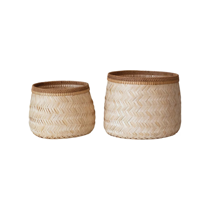 Hand-Woven Bamboo & Rattan Basket