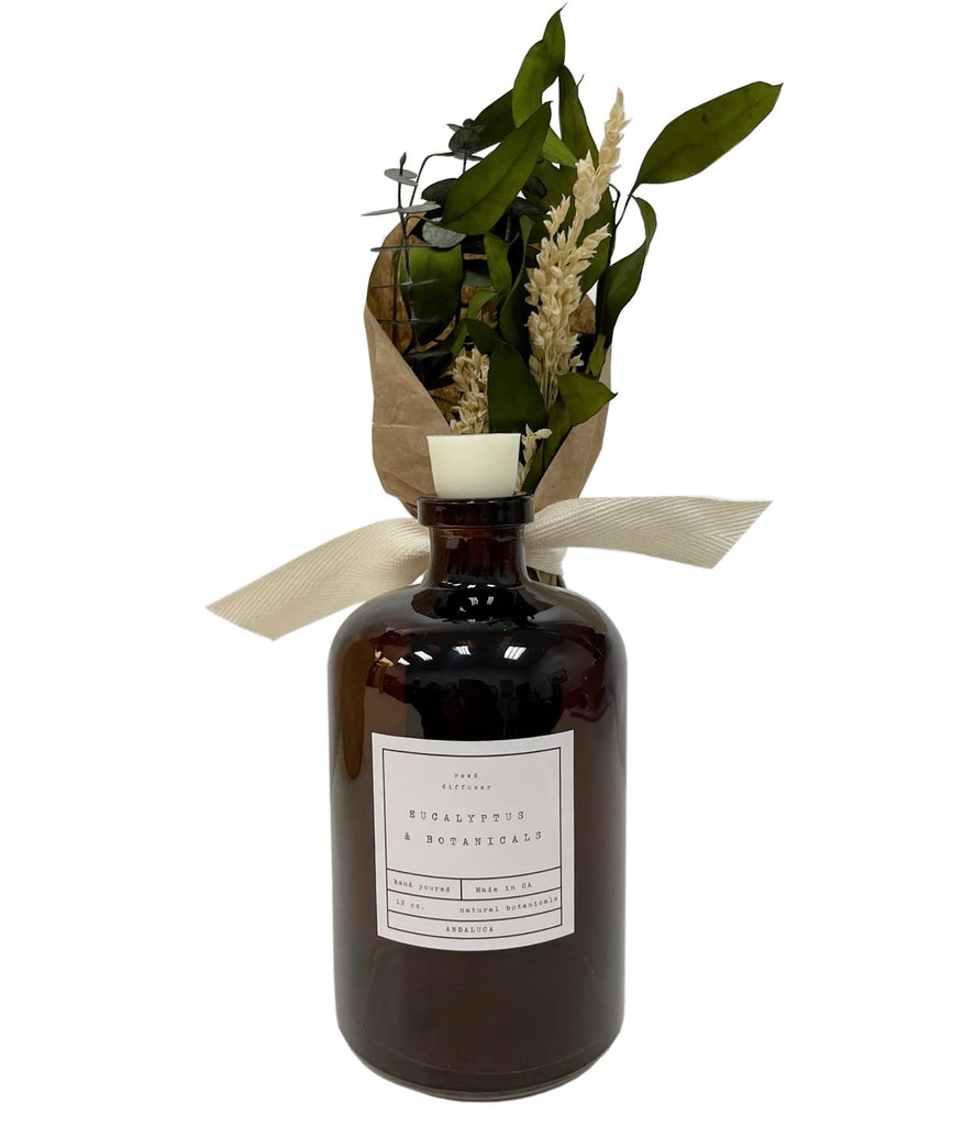Eucalyptus & Botanicals Diffuser: Birch & Bergamot Fragrance with dried baby eucalyptus and grains bundle
