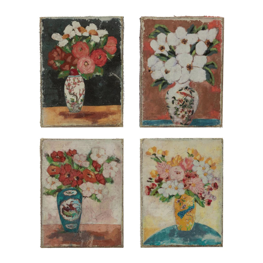 4 Styles of canvase prints of Vases of Abstract Flowe Canvases.