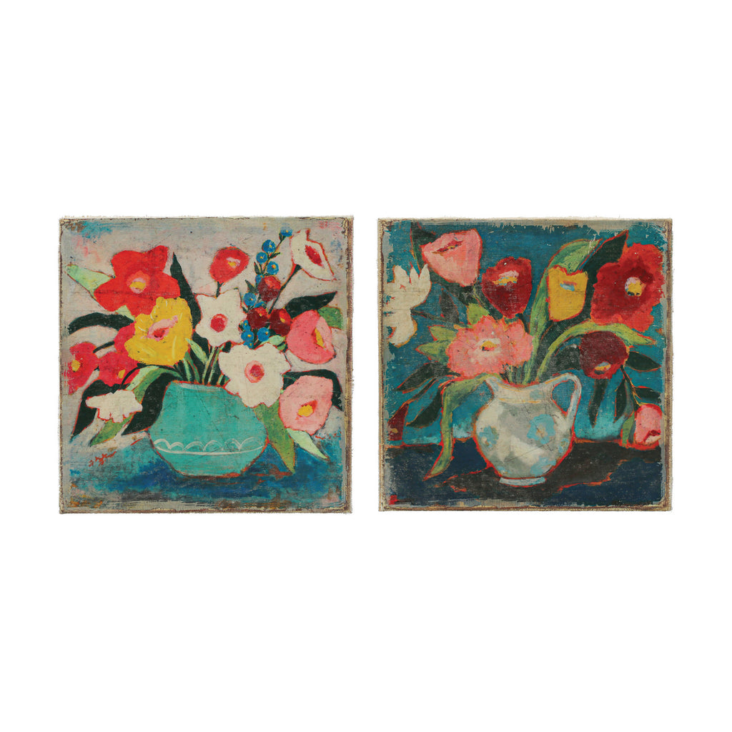 Bright Vase of  Abstract Flowers Canvases, two styles