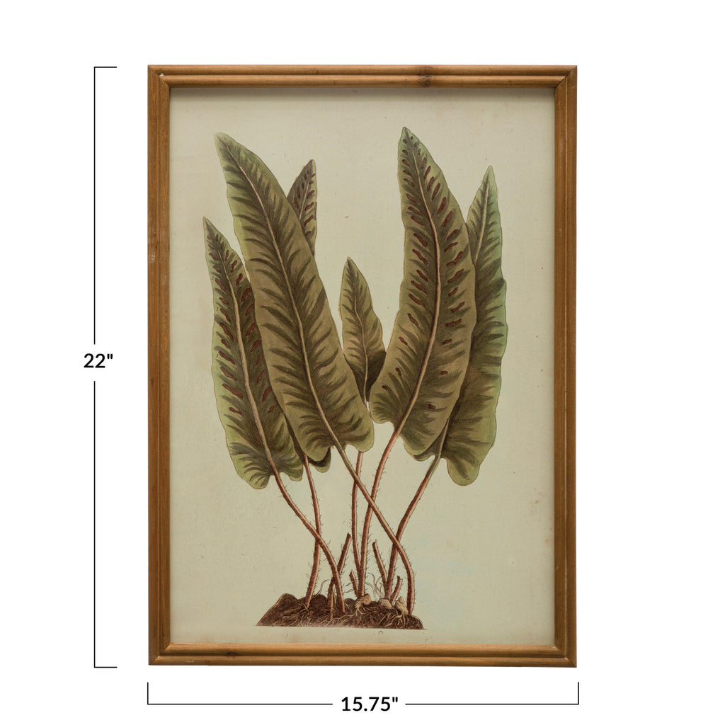 Leaves in Wood Framed Glass Wall Décor