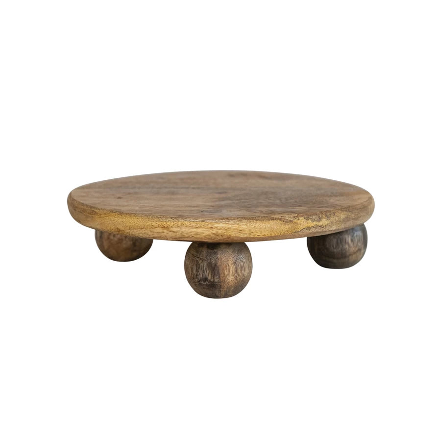 9in Mango Wood Pedestal with rounded legs
