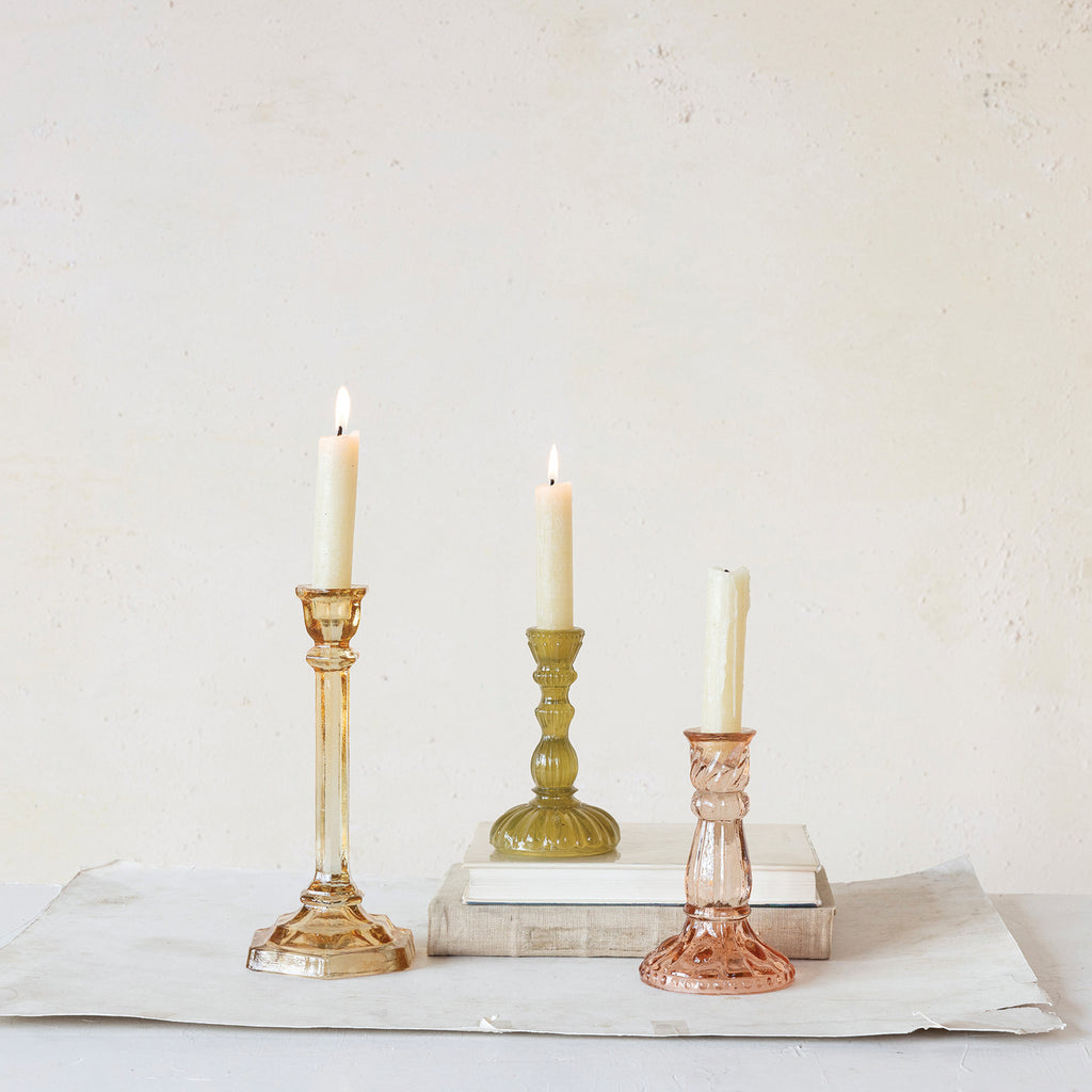 Recycled Glass Taper Candle Holders