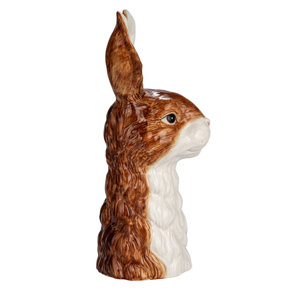 Side View Hand-Painted Stoneware Rabbit Vase