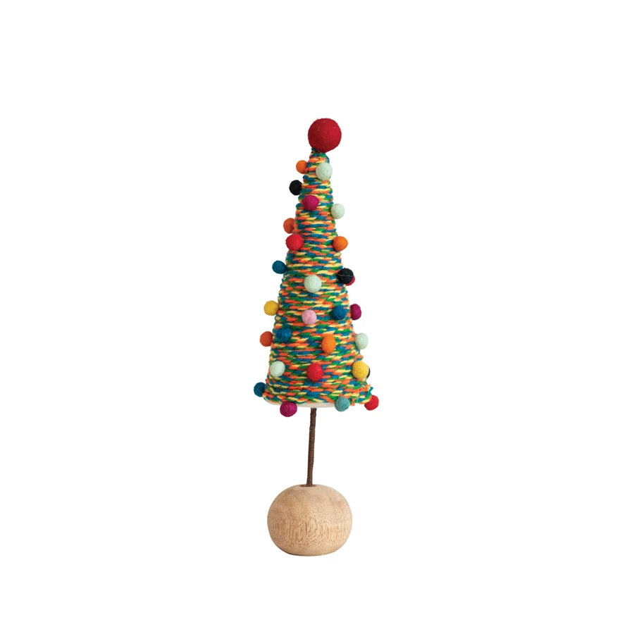 Handmade Wool Felt Tree w/ Pom Poms