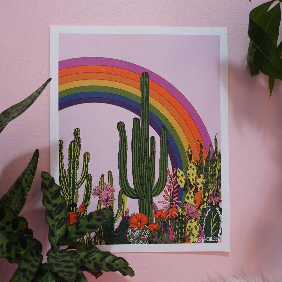 11" x 14" Rainbow Cactus Art Print