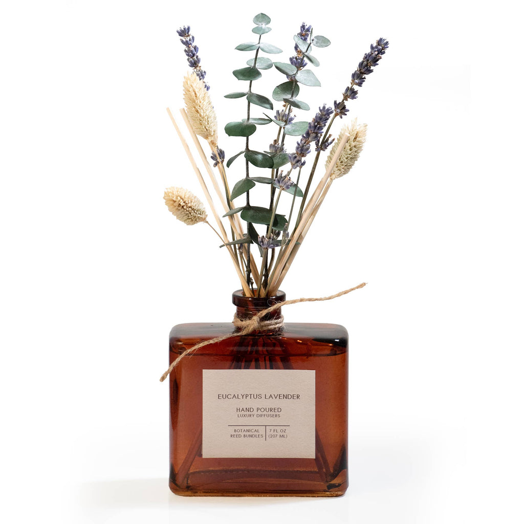 Eucalyptus Lavender Bouquet Reed Bundle Fragrance Diffuser with dried floral stems.