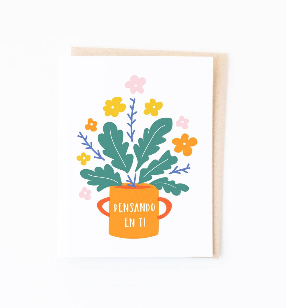 Pensando en ti floral Spanish Card