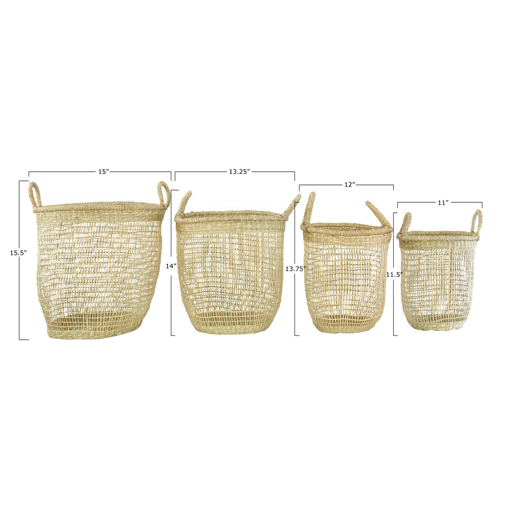 10-15in Hand-Woven Basket with Handles