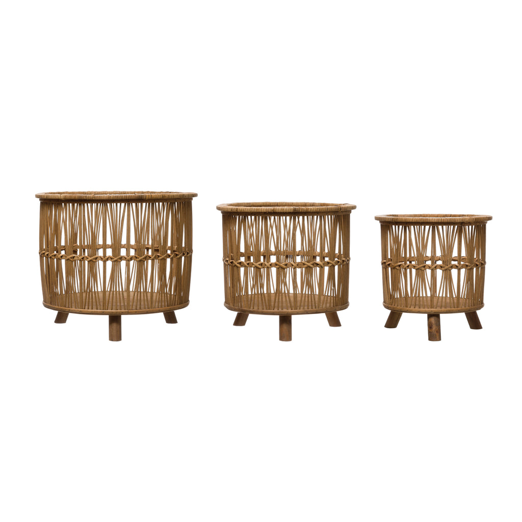 11-15in Bamboo Footed Basket