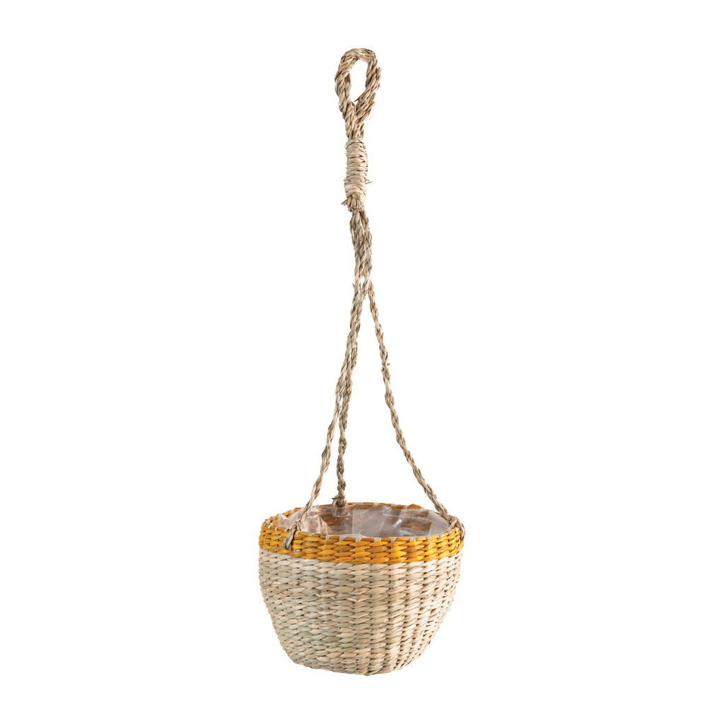 5in Hand-Woven Hanging Seagrass Basket Planter