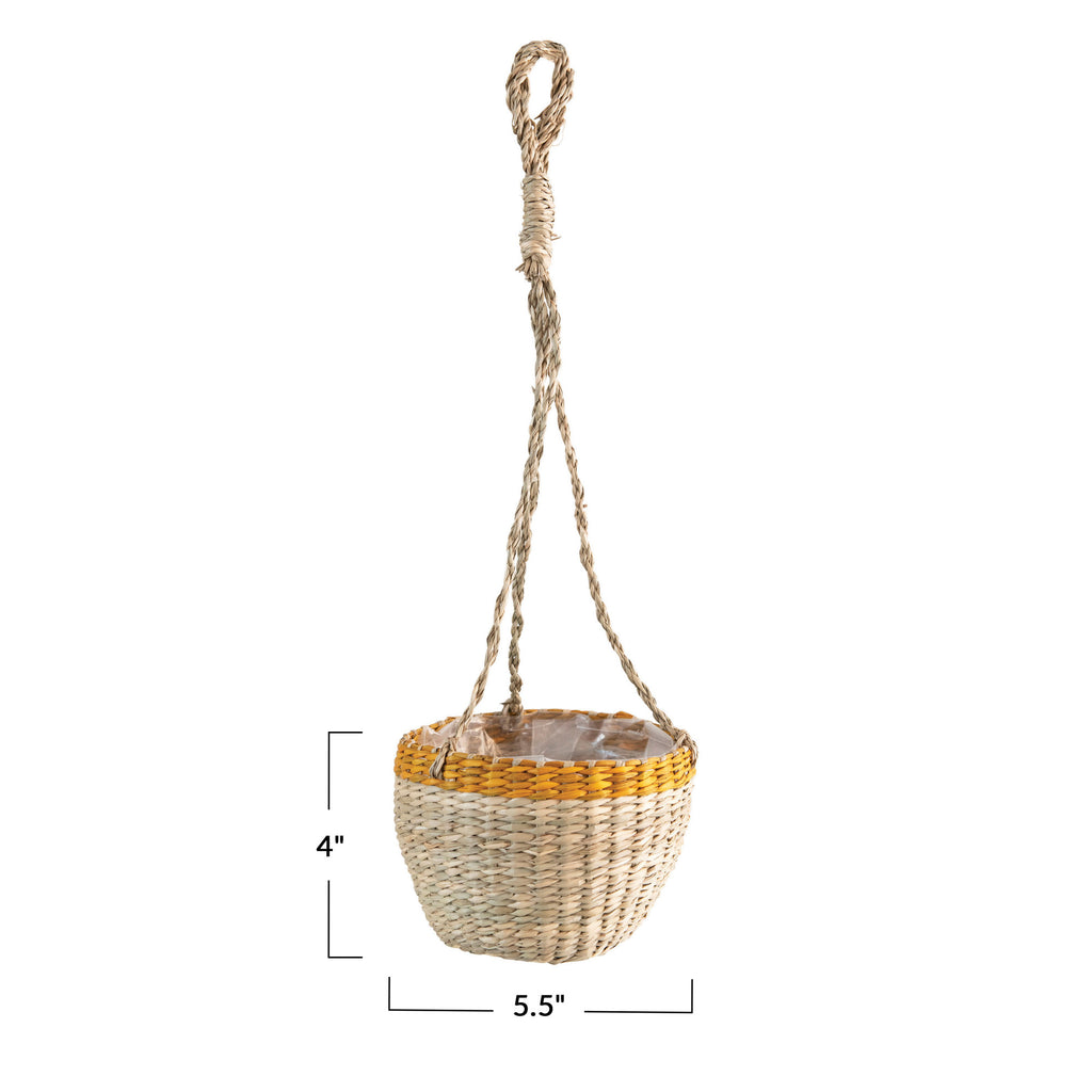 5in Hand-Woven Hanging Seagrass Basket Planter