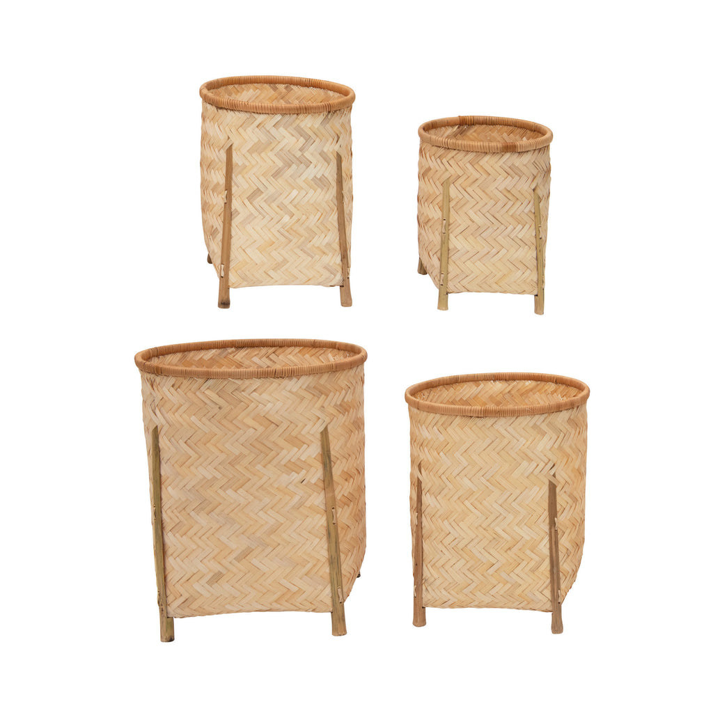 7-13in Woven Bamboo Basket with Legs