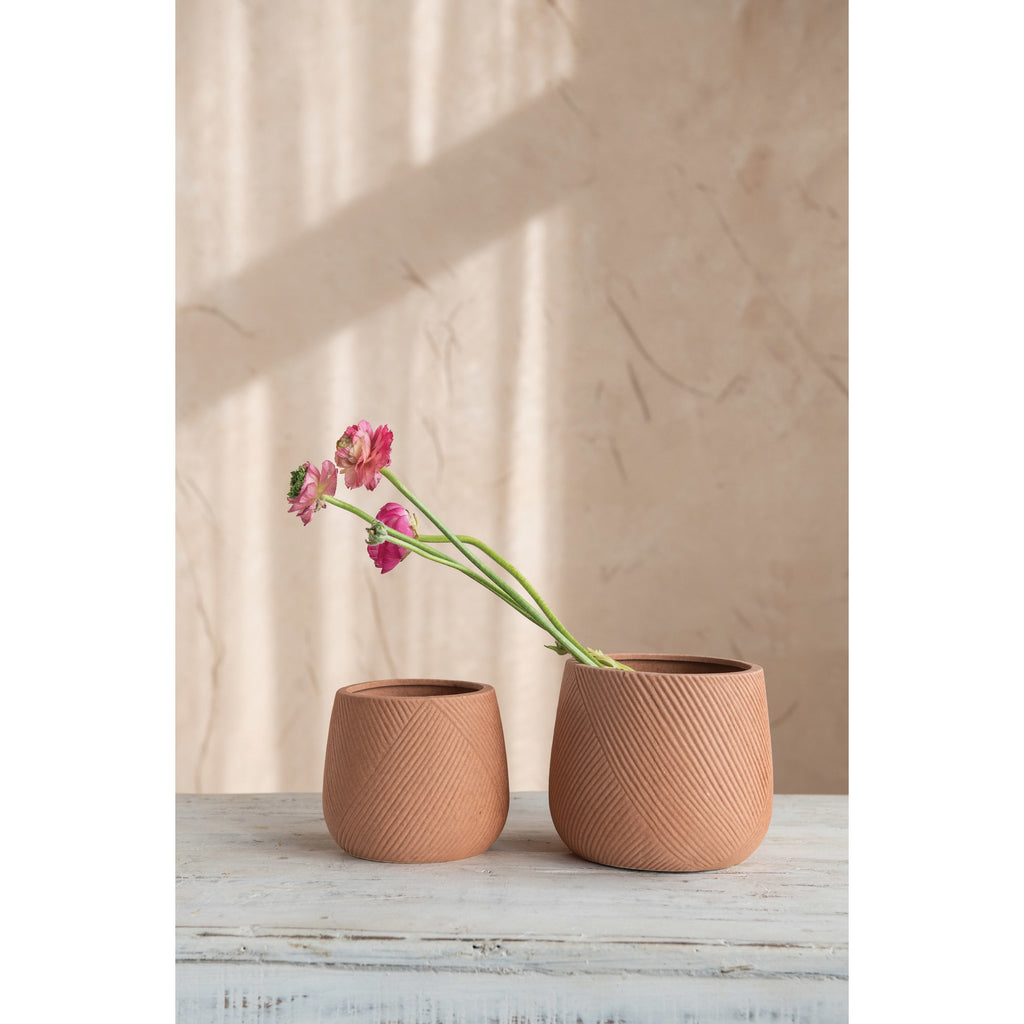 5in Engraved Stoneware Planter