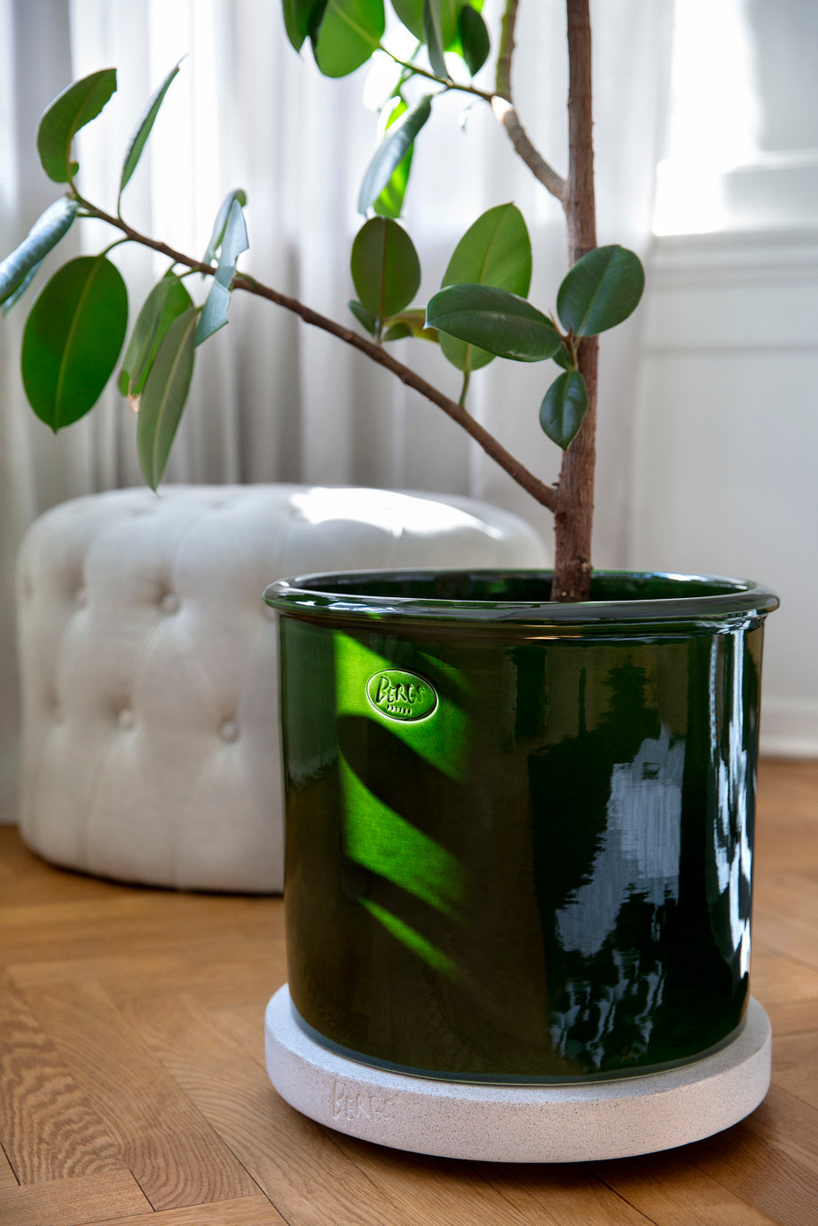 dark green indoor plant pot Modena Glazed Pots By Bergs Emerald / 40cm x H33cm (Opening 32cm)