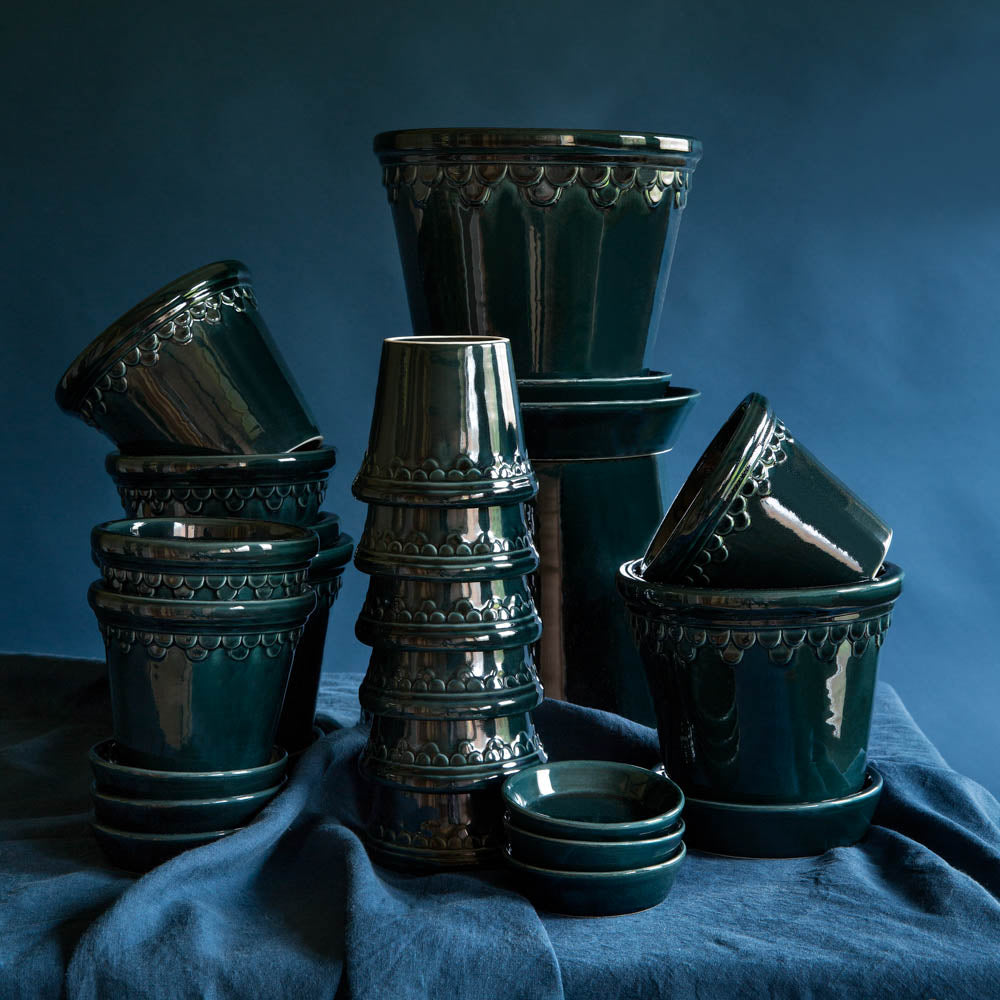3in-10in Blue Glazed Castle Pot - Bergs Potter