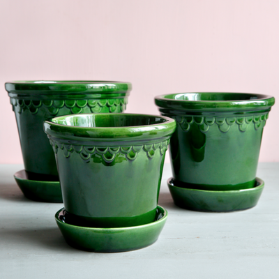 3in-10in Green Emerald Glazed Castle Pot - Bergs Potter