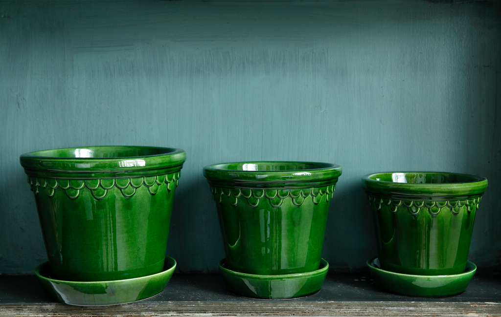 3in-10in Green Emerald Glazed Castle Pot - Bergs Potter