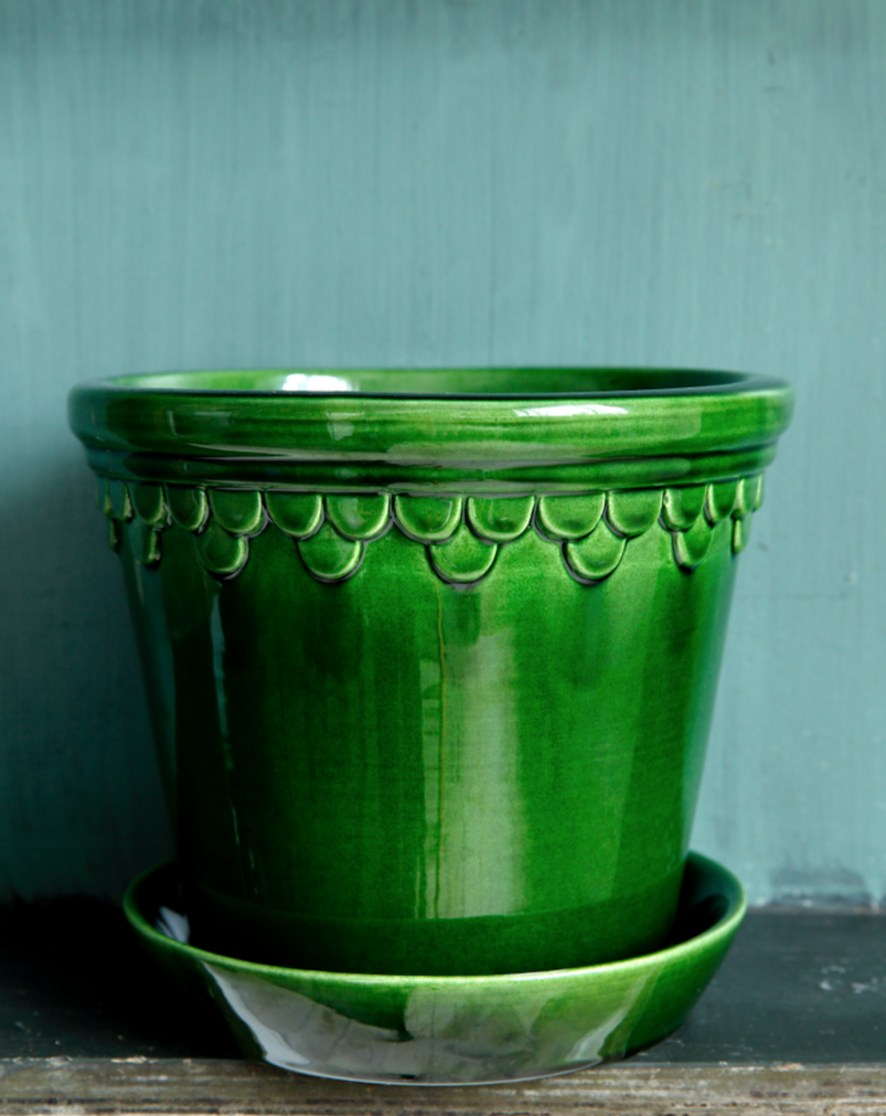 3in-10in Green Emerald Glazed Castle Pot - Bergs Potter