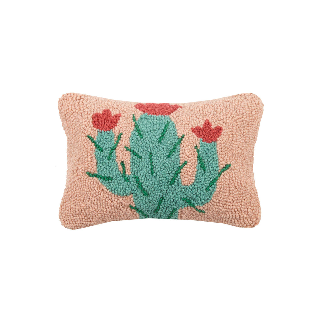 Cactus Hook Pillow with pink background