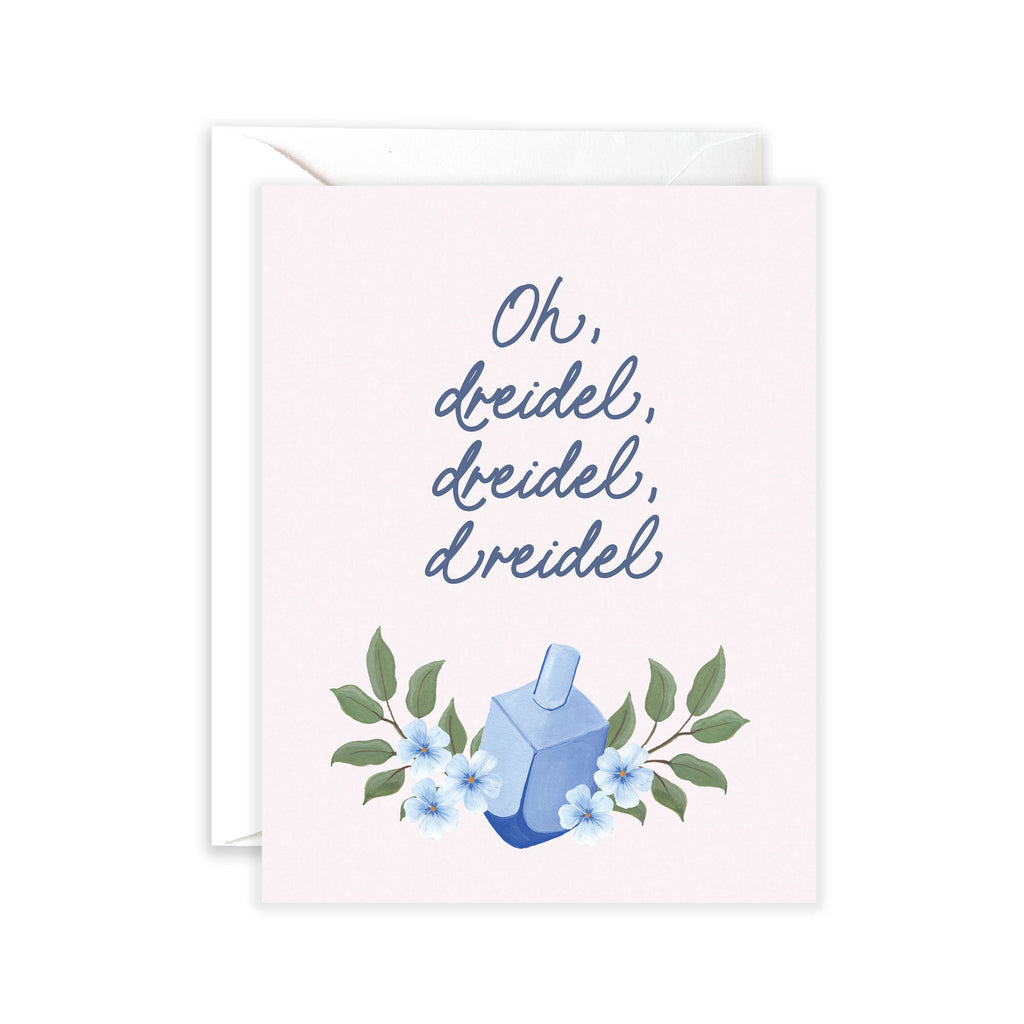 Floral Dreidel Hanukkah Greeting Card