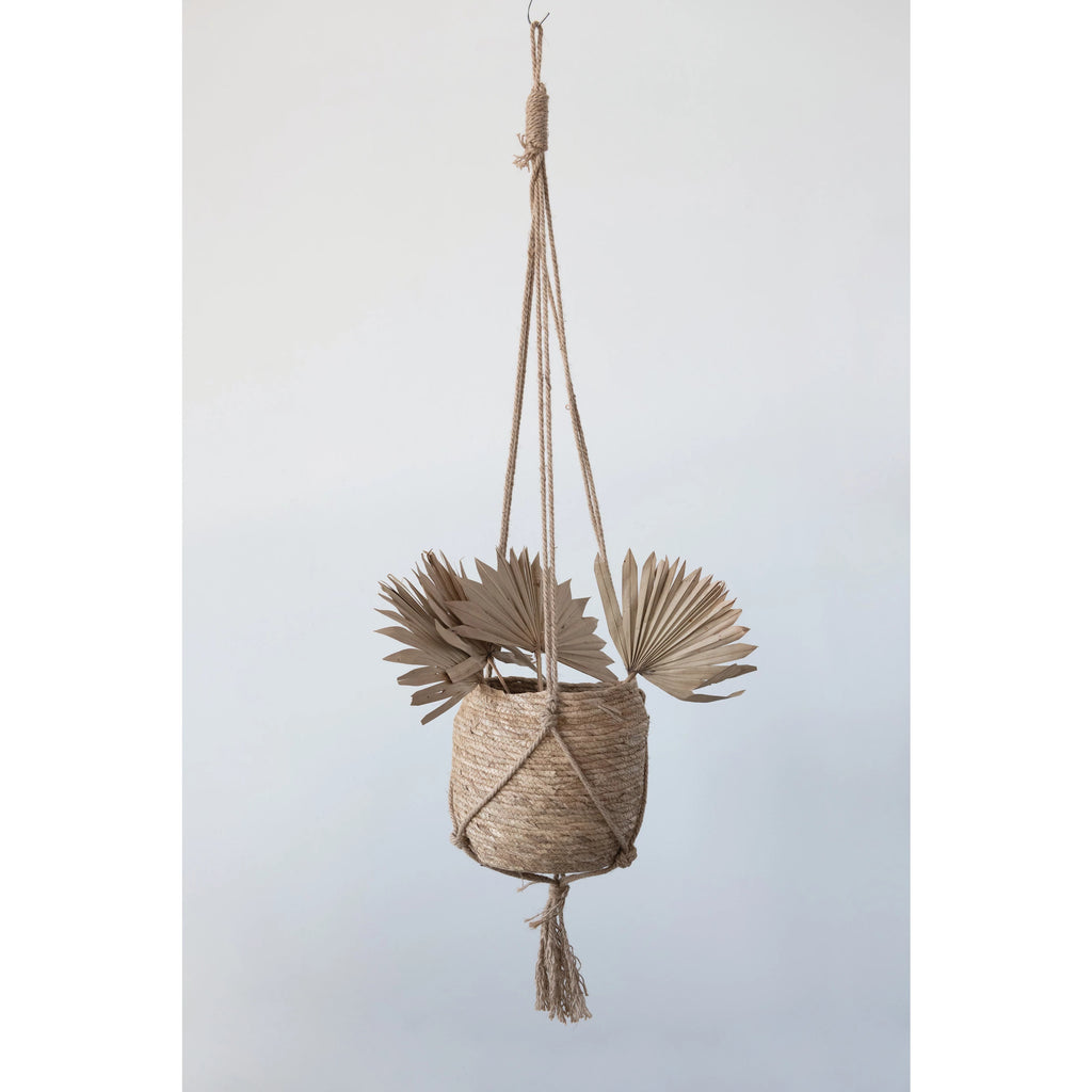 8in Straw Planter with Jute Hanger