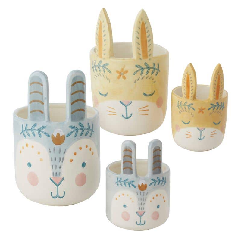 Frolic Bunny Pots in yellow and blue 